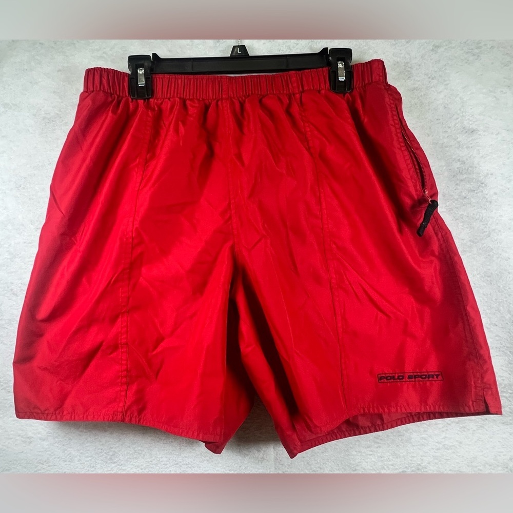 Vtg Polo Sport Ralph Lauren Swim Trunks Mens Large Red Lined Shorts Suit 90s H25